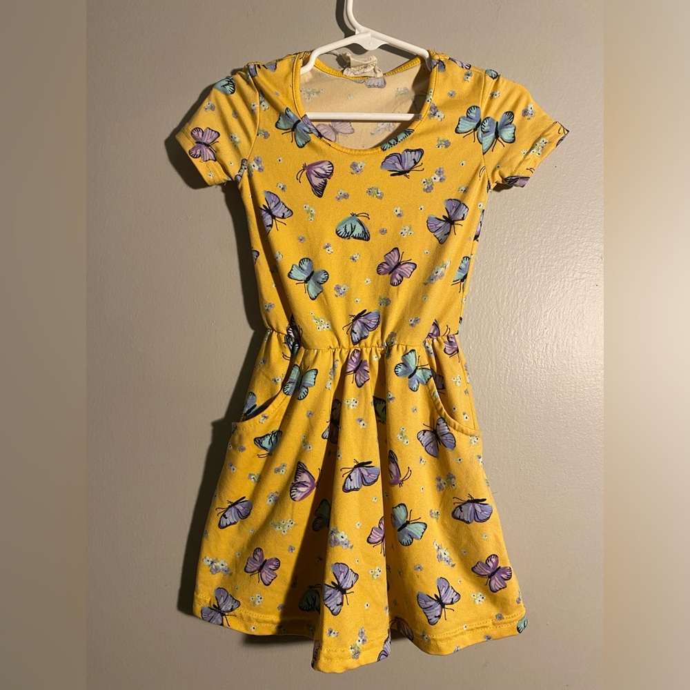Item 25 Girls' Yellow Butterfly Print Dress